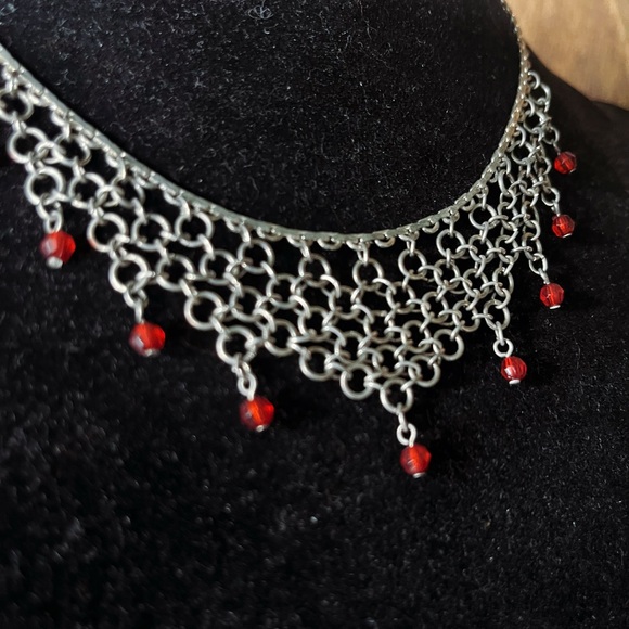 Crimson Drop Chainmail Necklace - Picture 1 of 2